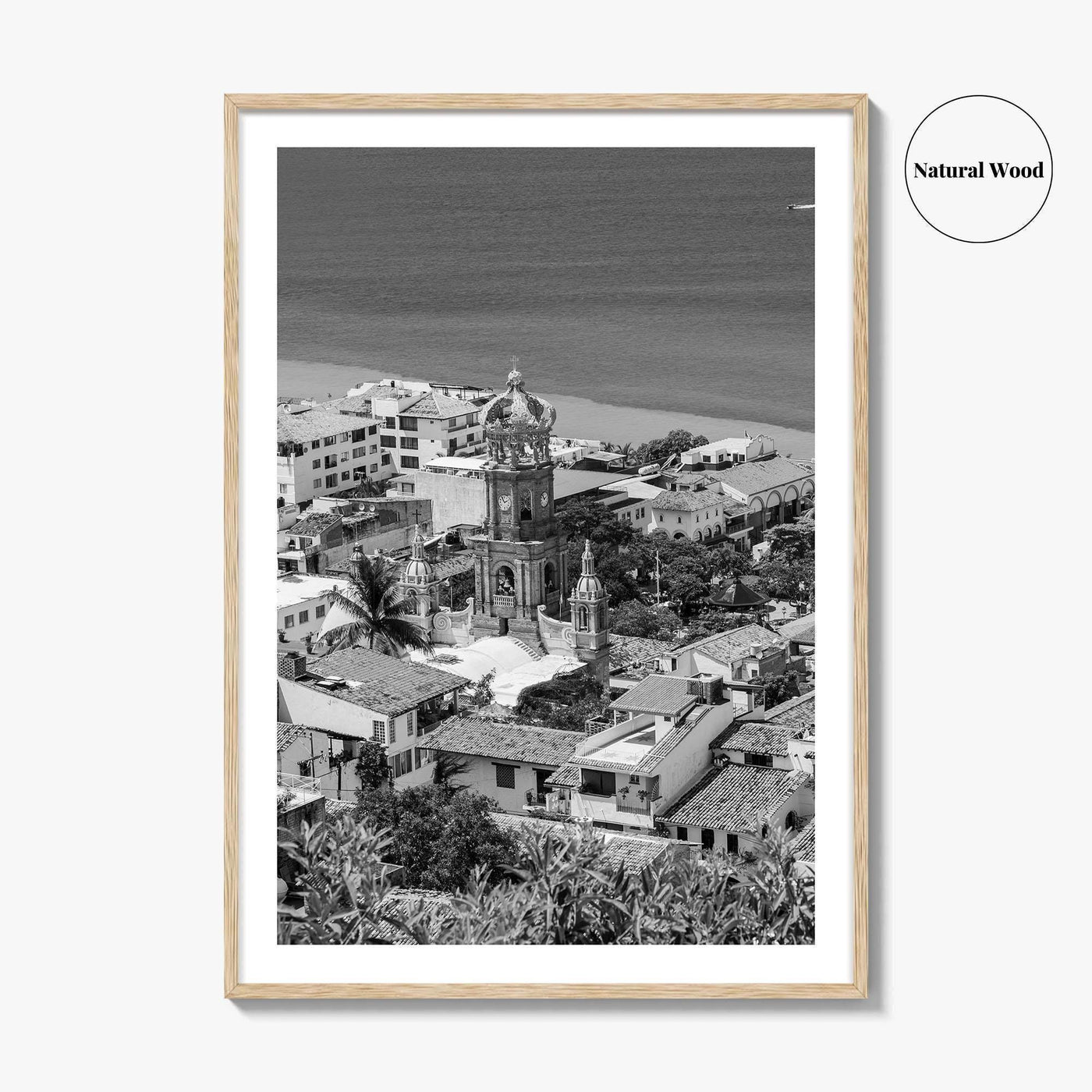 Puerto Vallarta Skyline Black and White Fine Art Photo Print, Jalisco Mexico Poster