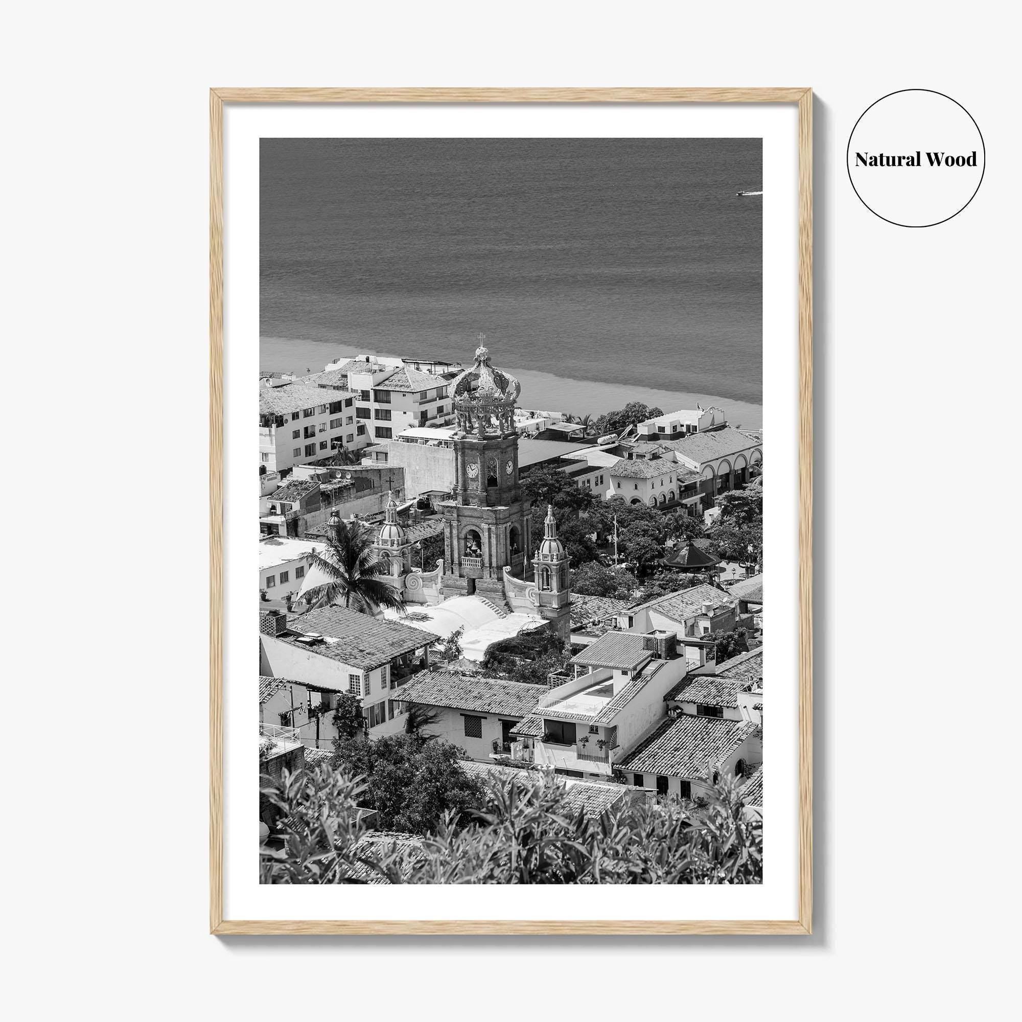 Puerto Vallarta Skyline Black and White Fine Art Photo Print, Jalisco Mexico Poster