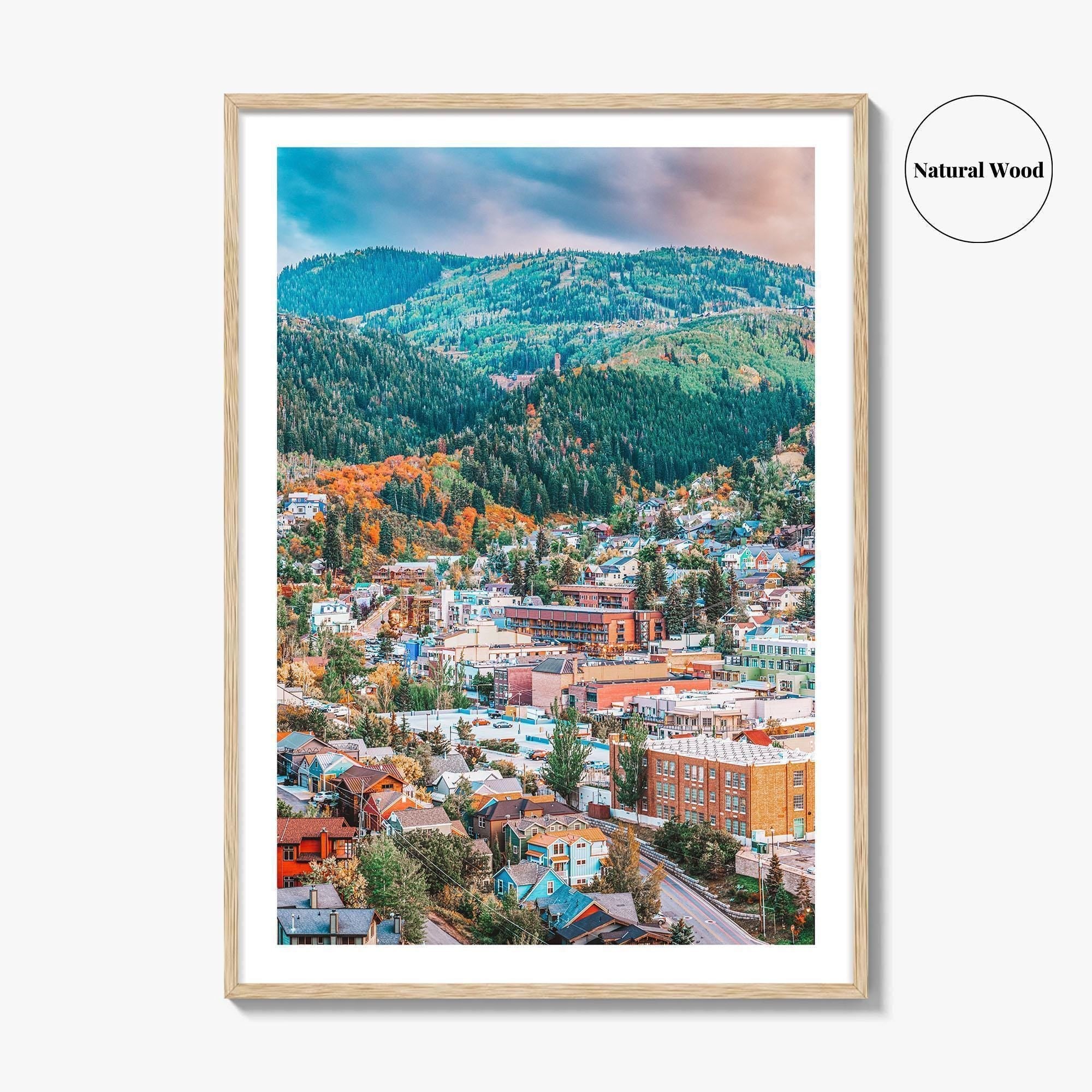Park City Fine Art Photo Print, Utah USA Downtown Autumn Dusk Wall Decor Poster