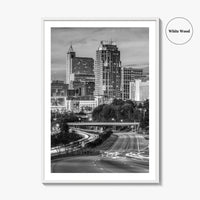Raleigh Skyline Black and White Fine Art Photo Print, North Carolina Downtown Poster, USA