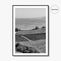Getaria Black and White Fine Art Photo Print, Basque Country Spain, Vineyard Wall Art