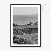 Getaria Black and White Fine Art Photo Print, Basque Country Spain, Vineyard Wall Art