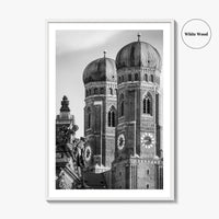 Munich Black and White Fine Art Photo Print, Frauenkirche Cathedral Bavaria, Germany Poster