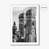Munich Black and White Fine Art Photo Print, Frauenkirche Cathedral Bavaria, Germany Poster