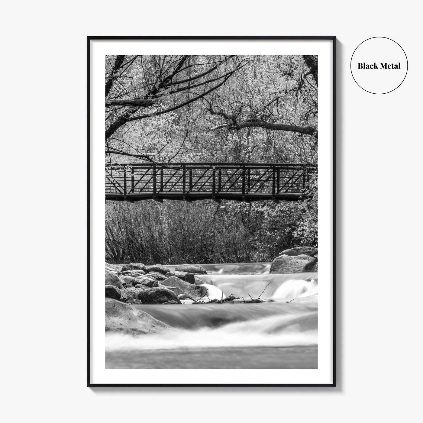 Boulder Creek Black and White Fine Art Photo Print, Colorado USA Poster