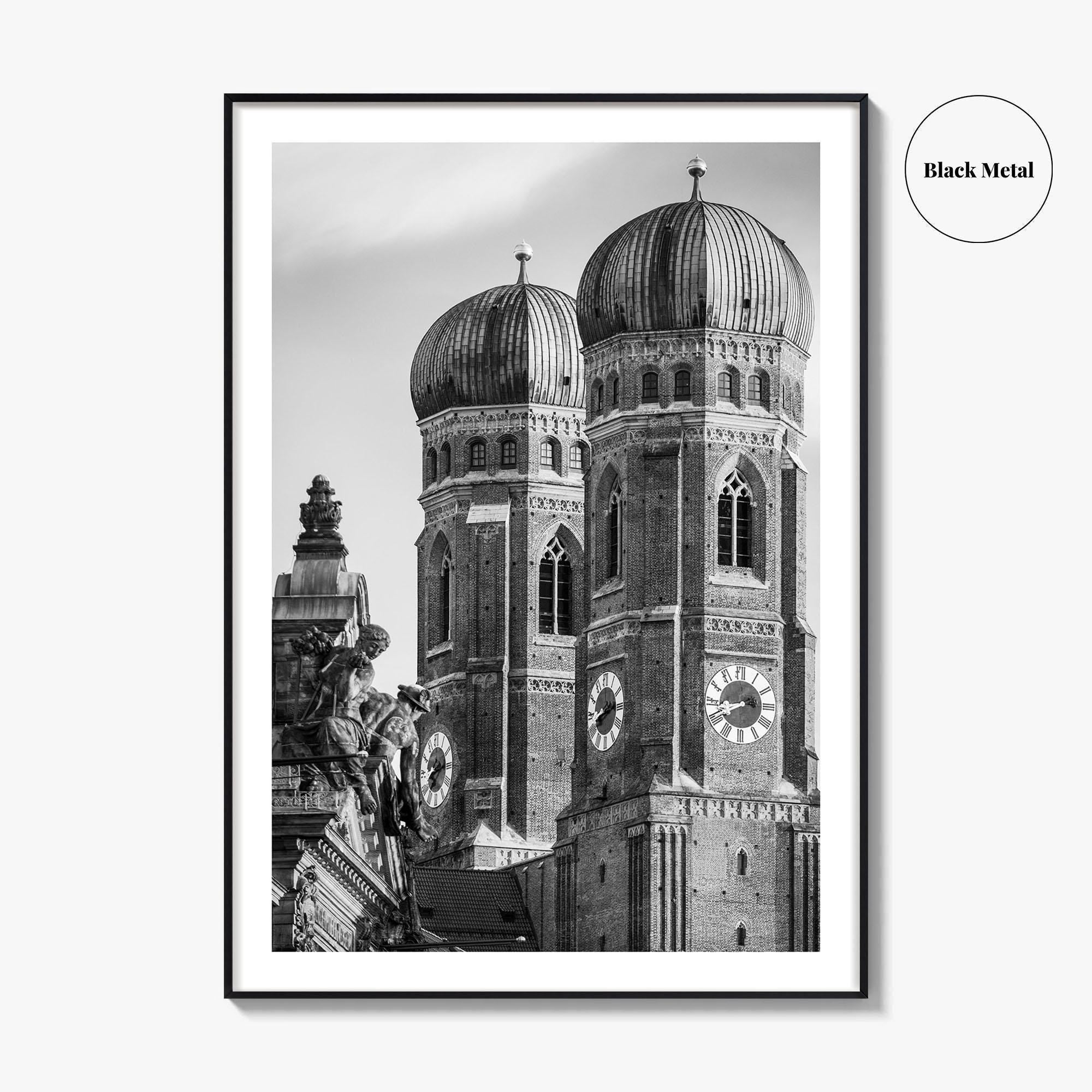 Munich Black and White Fine Art Photo Print, Frauenkirche Cathedral Bavaria, Germany Poster
