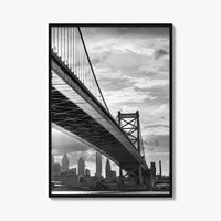 Philadelphia Skyline Black and White Fine Art Photo Print, Ben Franklin Bridge Poster