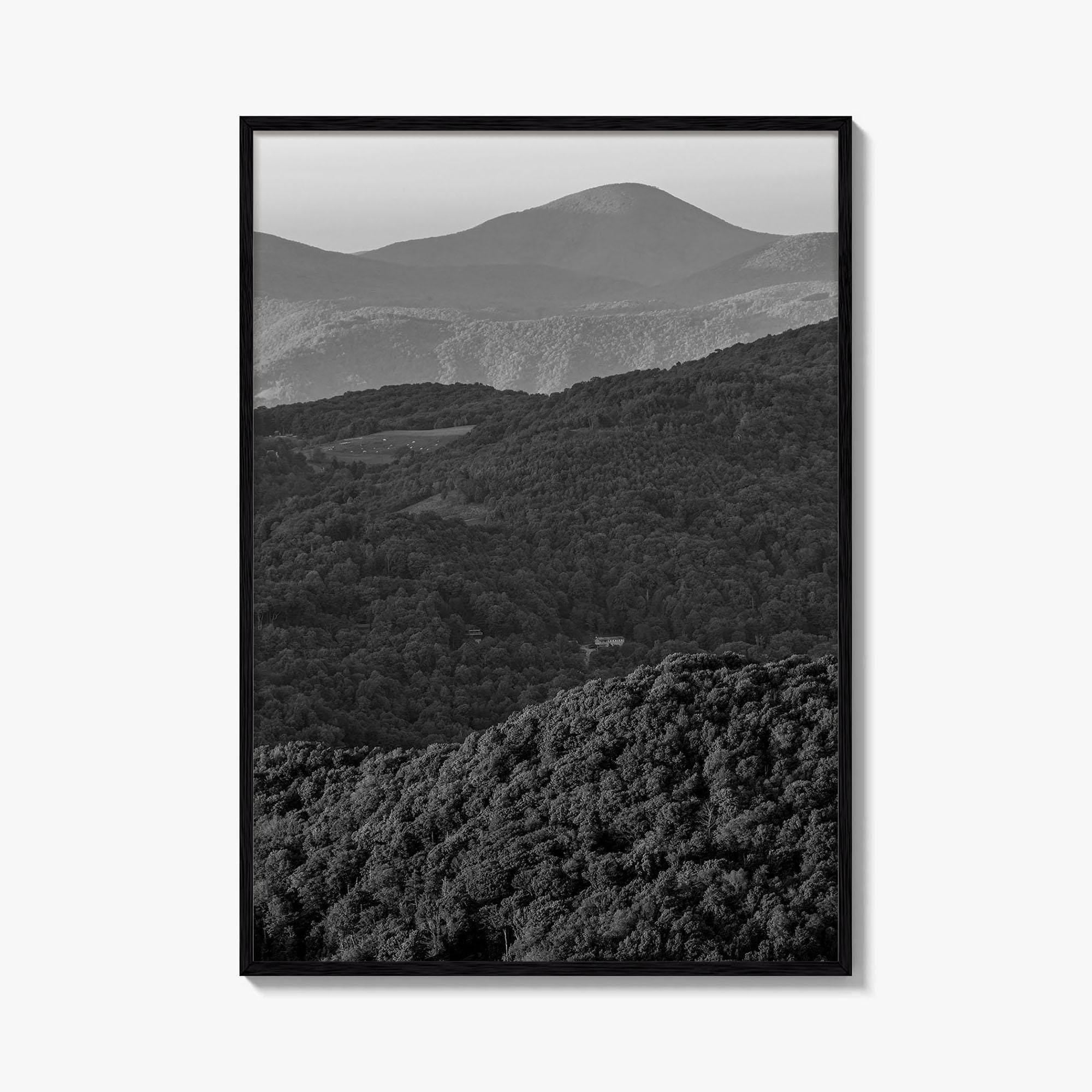Blue Ridge Black and White Fine Art Photo Print, North Carolina, Appalachia Poster