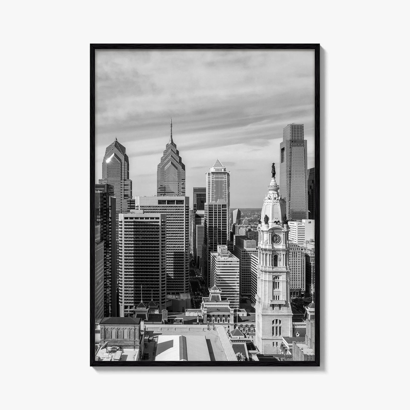 Philadelphia Skyline Black and White Fine Art Photo Print, Downtown Poster, Pennsylvania USA, Philly