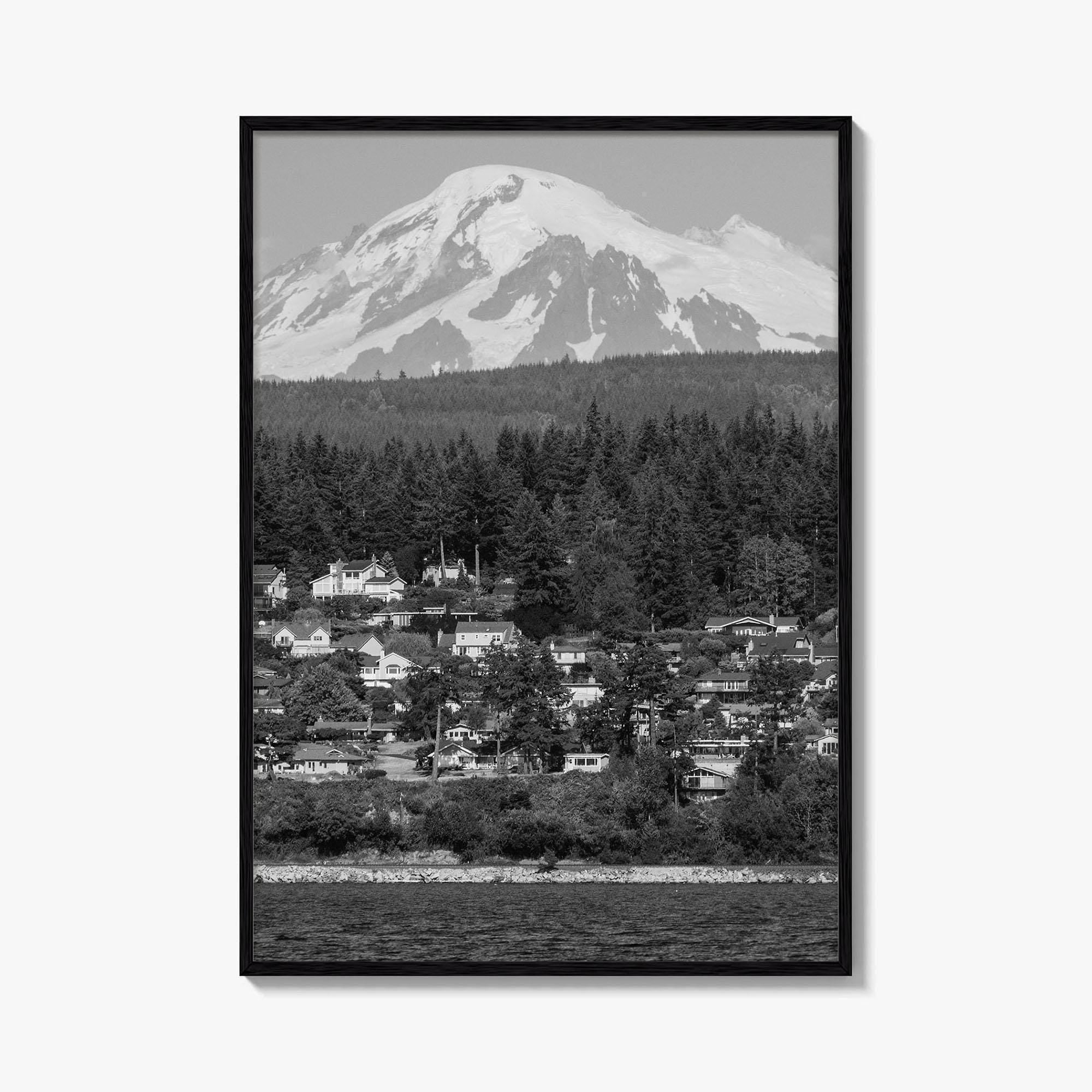Bellingham Black and White Fine Art Photo Print, Mount Baker Washington Poster
