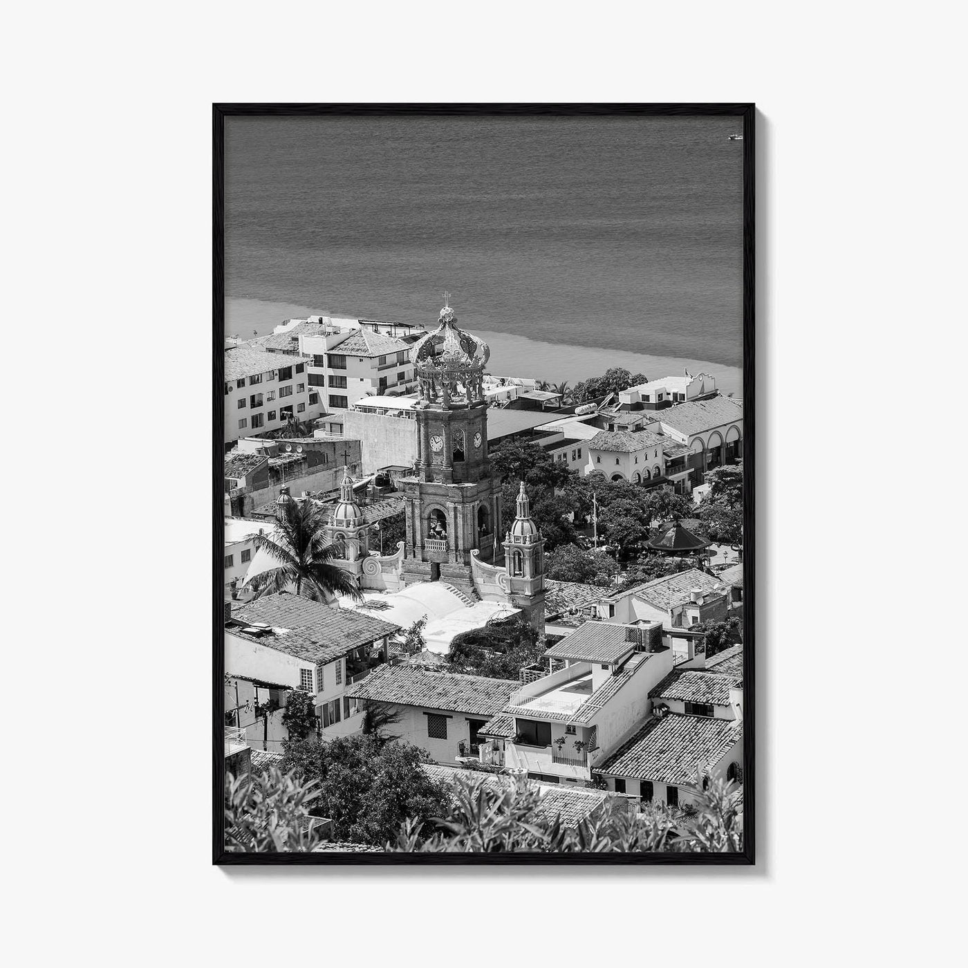 Puerto Vallarta Skyline Black and White Fine Art Photo Print, Jalisco Mexico Poster