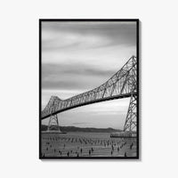 Astoria Oregon Black and White Fine Art Photo Print, Megler Bridge, Columbia River Poster