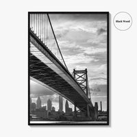 Philadelphia Skyline Black and White Fine Art Photo Print, Ben Franklin Bridge Poster
