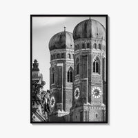 Munich Black and White Fine Art Photo Print, Frauenkirche Cathedral Bavaria, Germany Poster