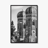 Munich Black and White Fine Art Photo Print, Frauenkirche Cathedral Bavaria, Germany Poster