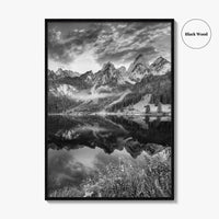 Vorderer Gosausee Black and White Fine Art Photo Print, Austrian Alps Poster