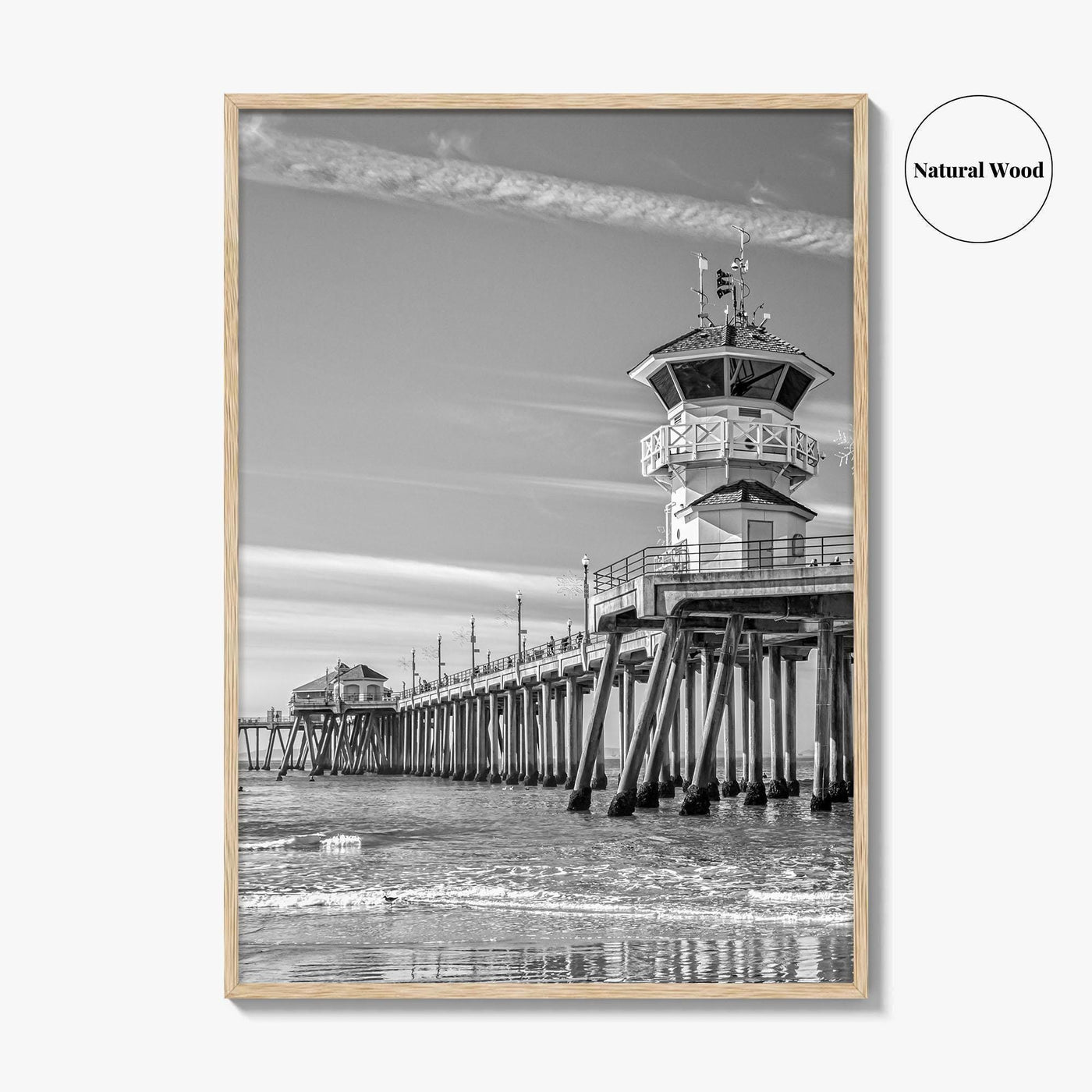 Huntington Beach Black and White Fine Art Photo Print, Orange County Pier California Poster