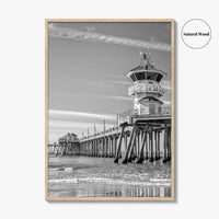 Huntington Beach Black and White Fine Art Photo Print, Orange County Pier California Poster