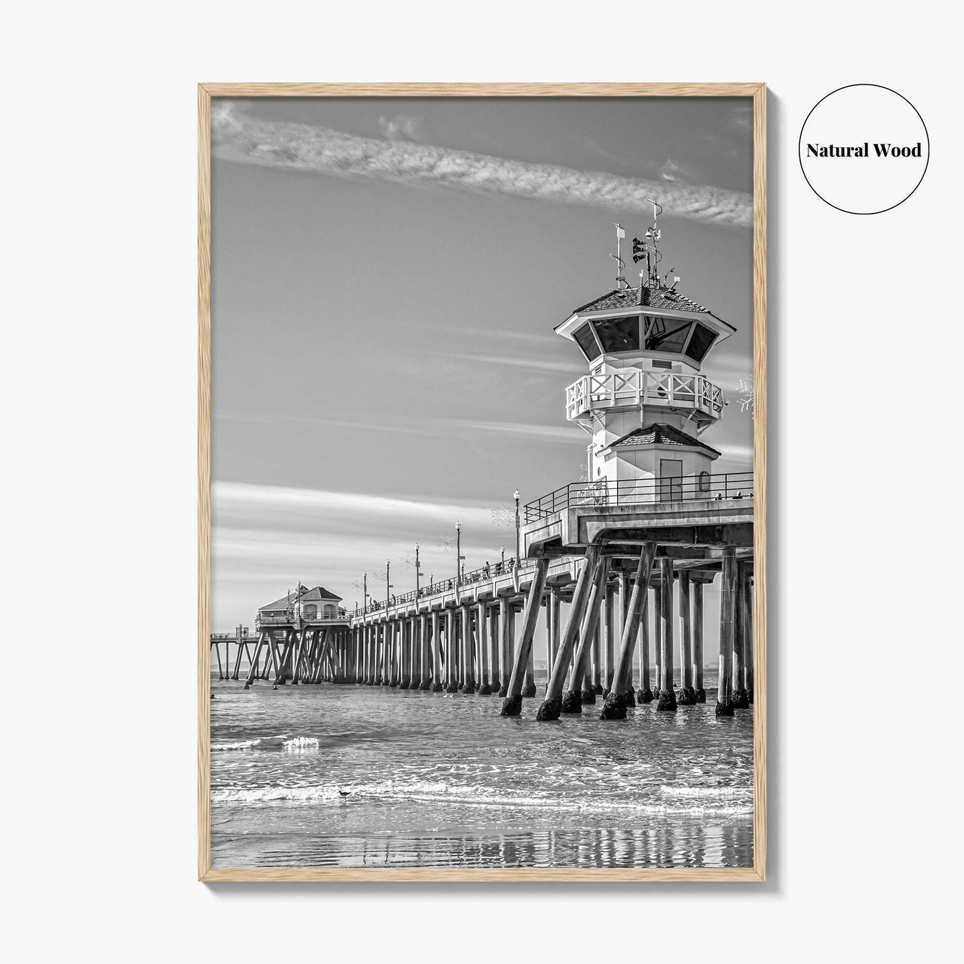 Huntington Beach Black and White Fine Art Photo Print, Orange County Pier California Poster