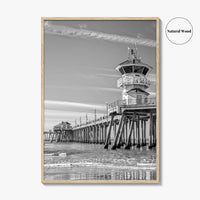 Huntington Beach Black and White Fine Art Photo Print, Orange County Pier California Poster