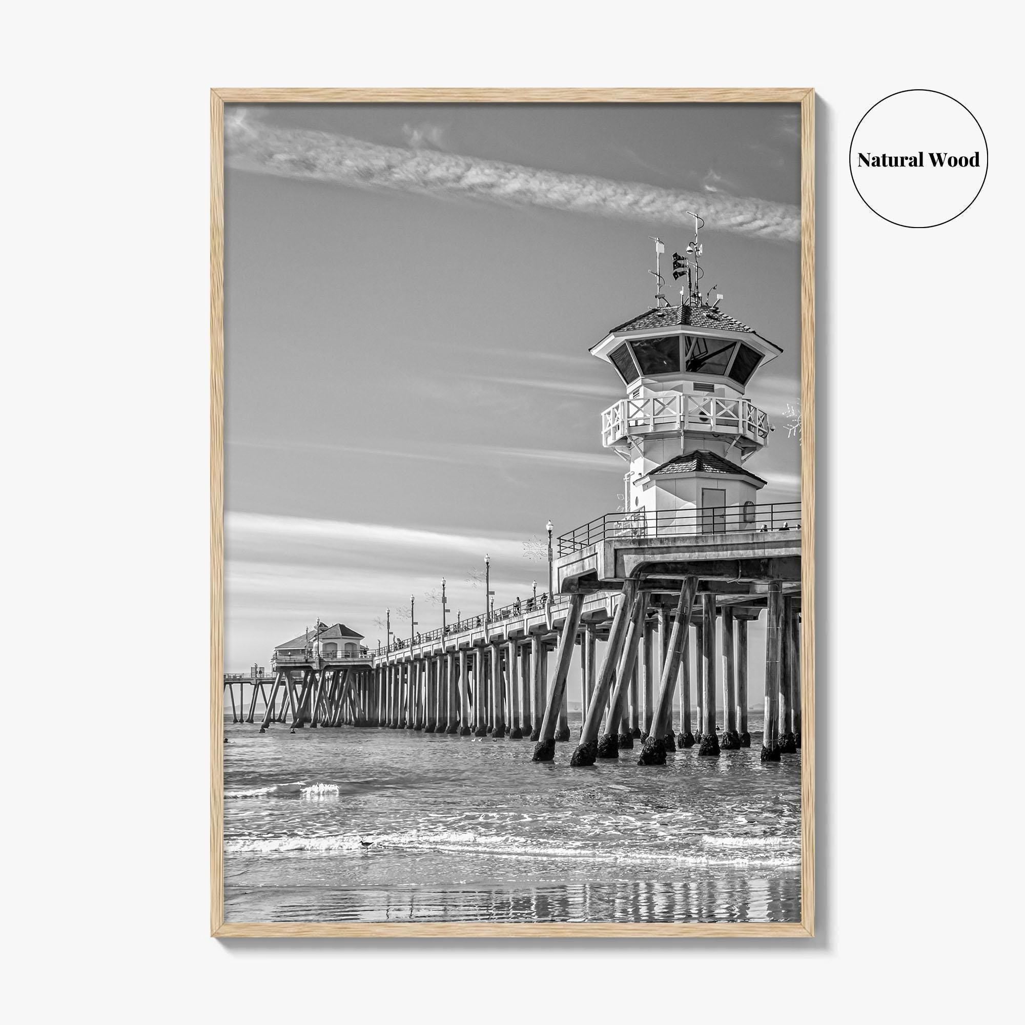 Huntington Beach Black and White Fine Art Photo Print, Orange County Pier California Poster