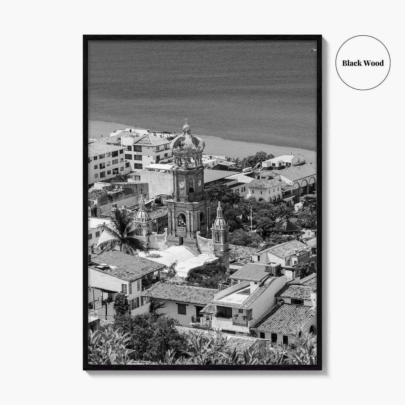Puerto Vallarta Skyline Black and White Fine Art Photo Print, Jalisco Mexico Poster
