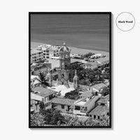 Puerto Vallarta Skyline Black and White Fine Art Photo Print, Jalisco Mexico Poster
