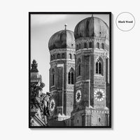 Munich Black and White Fine Art Photo Print, Frauenkirche Cathedral Bavaria, Germany Poster