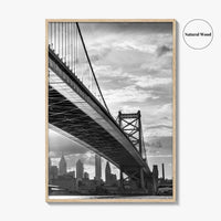 Philadelphia Skyline Black and White Fine Art Photo Print, Ben Franklin Bridge Poster