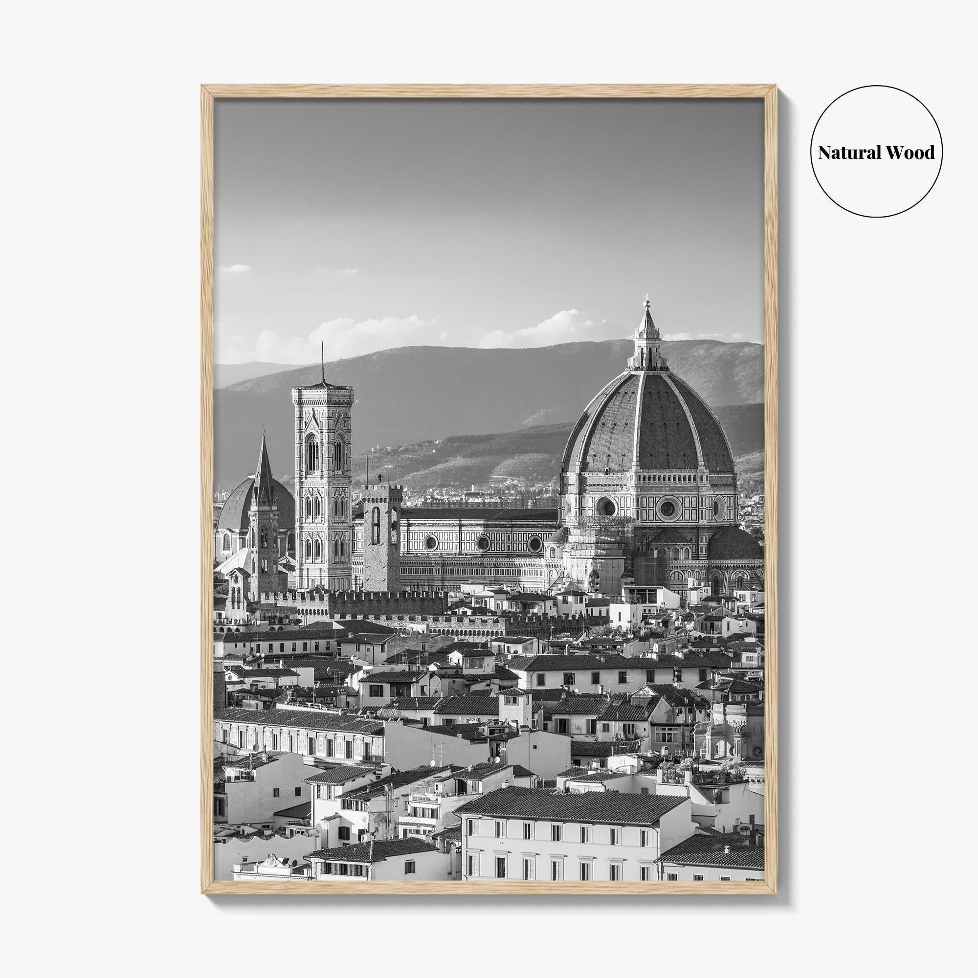 Florence Black and White Fine Art Photo Print, Firenze Duomo, Tuscany Italy Wall Poster