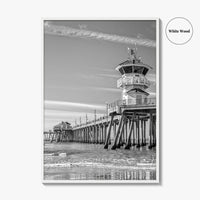 Huntington Beach Black and White Fine Art Photo Print, Orange County Pier California Poster