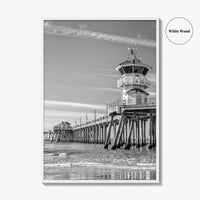 Huntington Beach Black and White Fine Art Photo Print, Orange County Pier California Poster