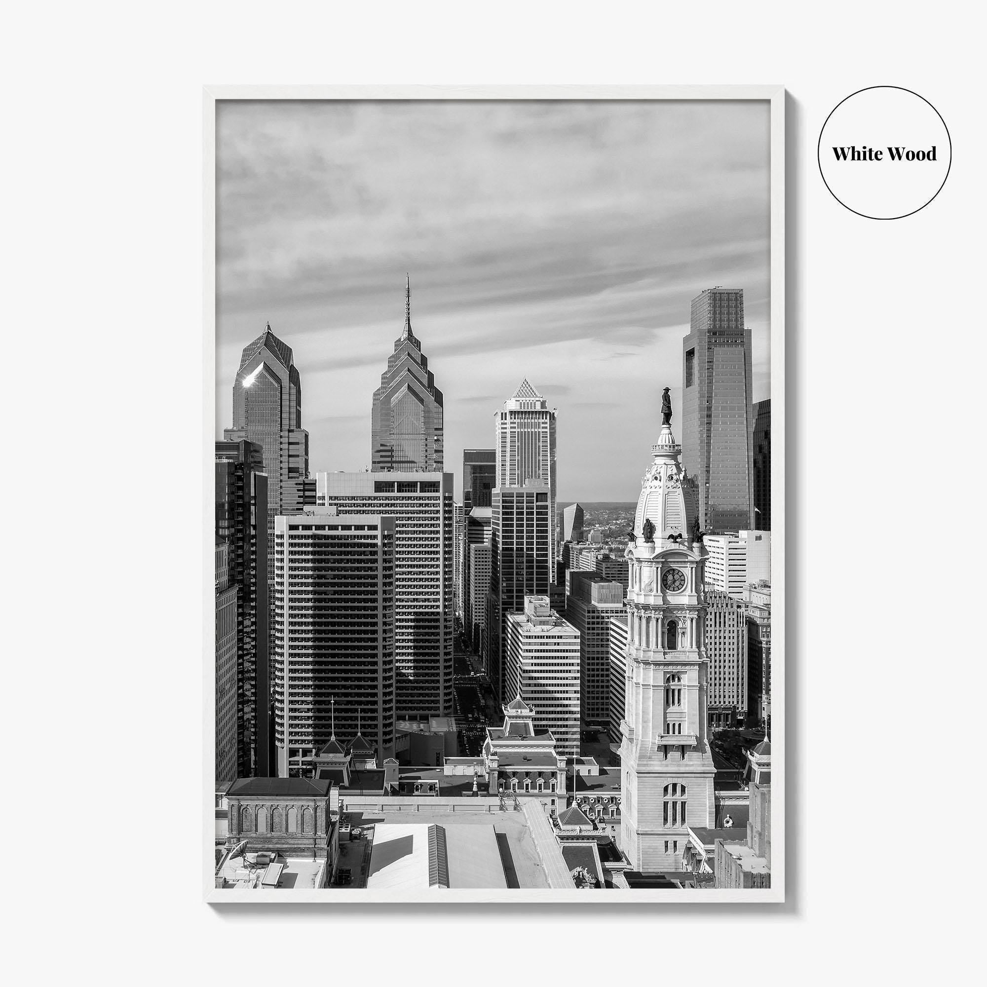 Philadelphia Skyline Black and White Fine Art Photo Print, Downtown Poster, Pennsylvania USA, Philly