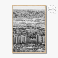 Boulder Black and White Fine Art Photo Print, Colorado Aerial View Poster, USA