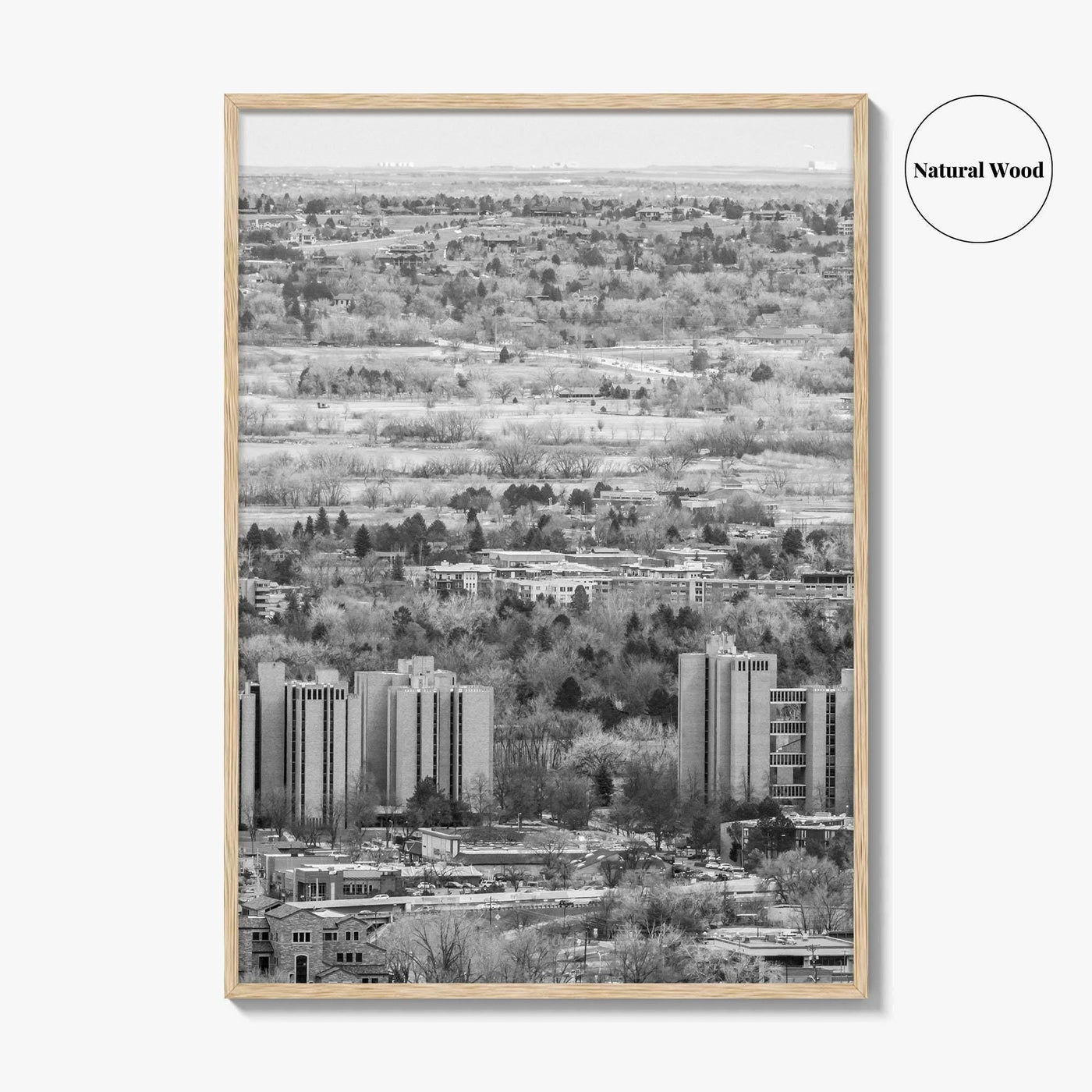 Boulder Black and White Fine Art Photo Print, Colorado Aerial View Poster, USA