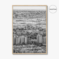 Boulder Black and White Fine Art Photo Print, Colorado Aerial View Poster, USA