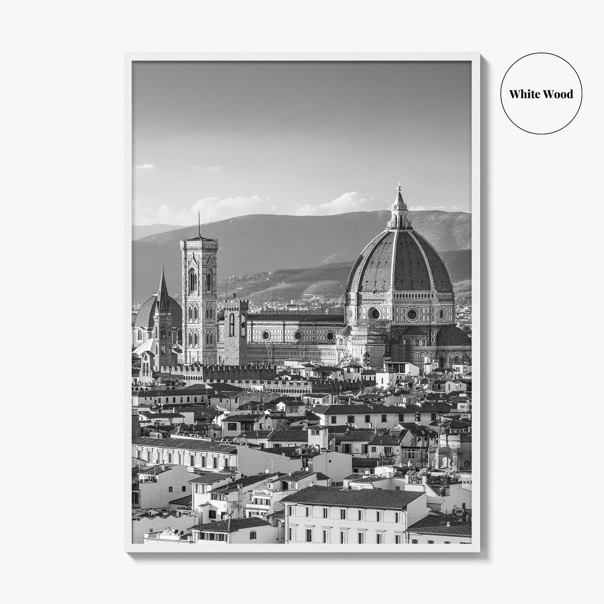 Florence Black and White Fine Art Photo Print, Firenze Duomo, Tuscany Italy Wall Poster