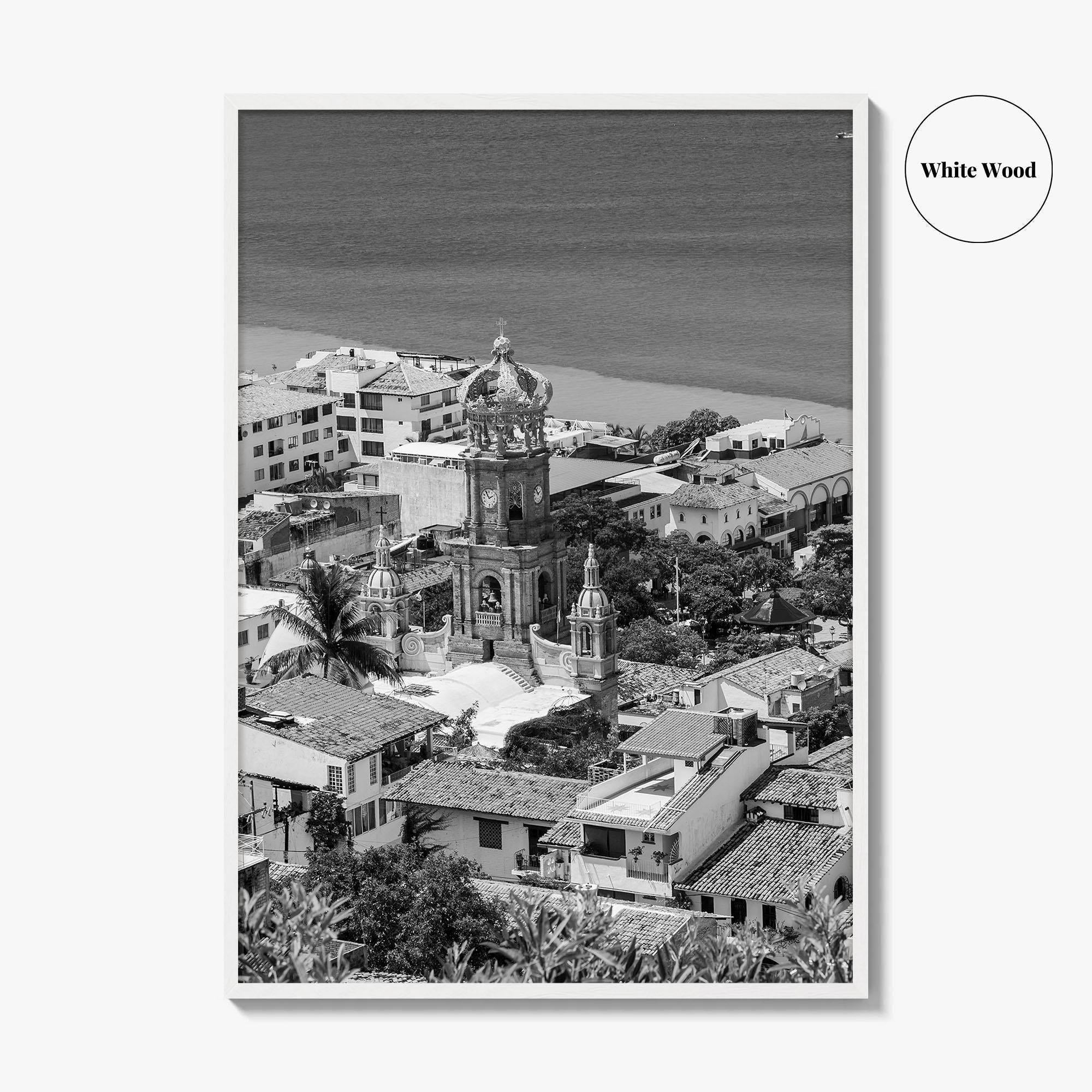 Puerto Vallarta Skyline Black and White Fine Art Photo Print, Jalisco Mexico Poster