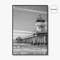 Huntington Beach Black and White Fine Art Photo Print, Orange County Pier California Poster