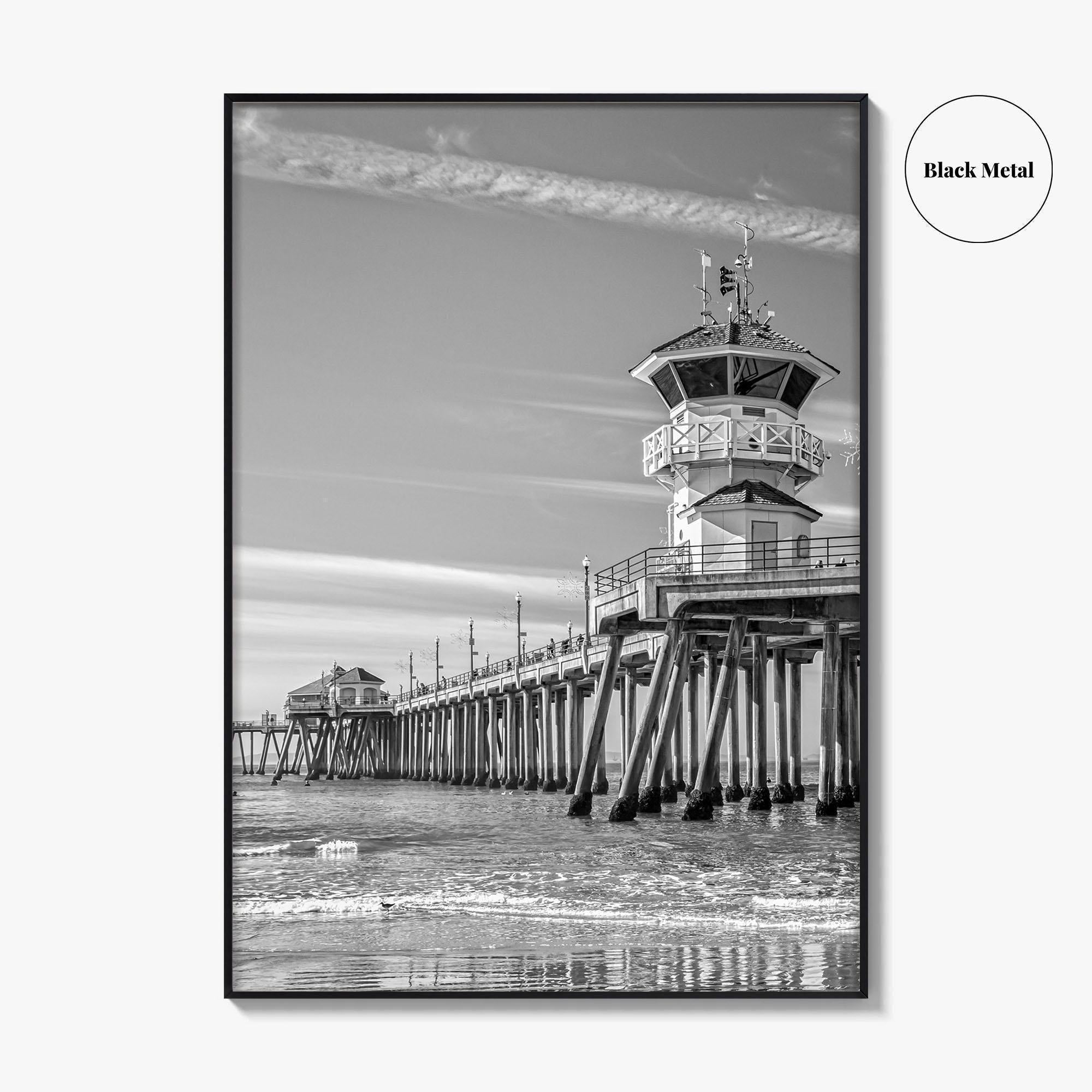 Huntington Beach Black and White Fine Art Photo Print, Orange County Pier California Poster