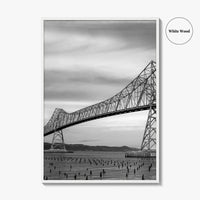 Astoria Oregon Black and White Fine Art Photo Print, Megler Bridge, Columbia River Poster