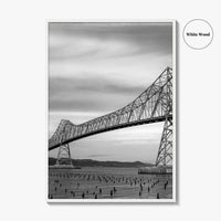 Astoria Oregon Black and White Fine Art Photo Print, Megler Bridge, Columbia River Poster