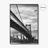 Philadelphia Skyline Black and White Fine Art Photo Print, Ben Franklin Bridge Poster
