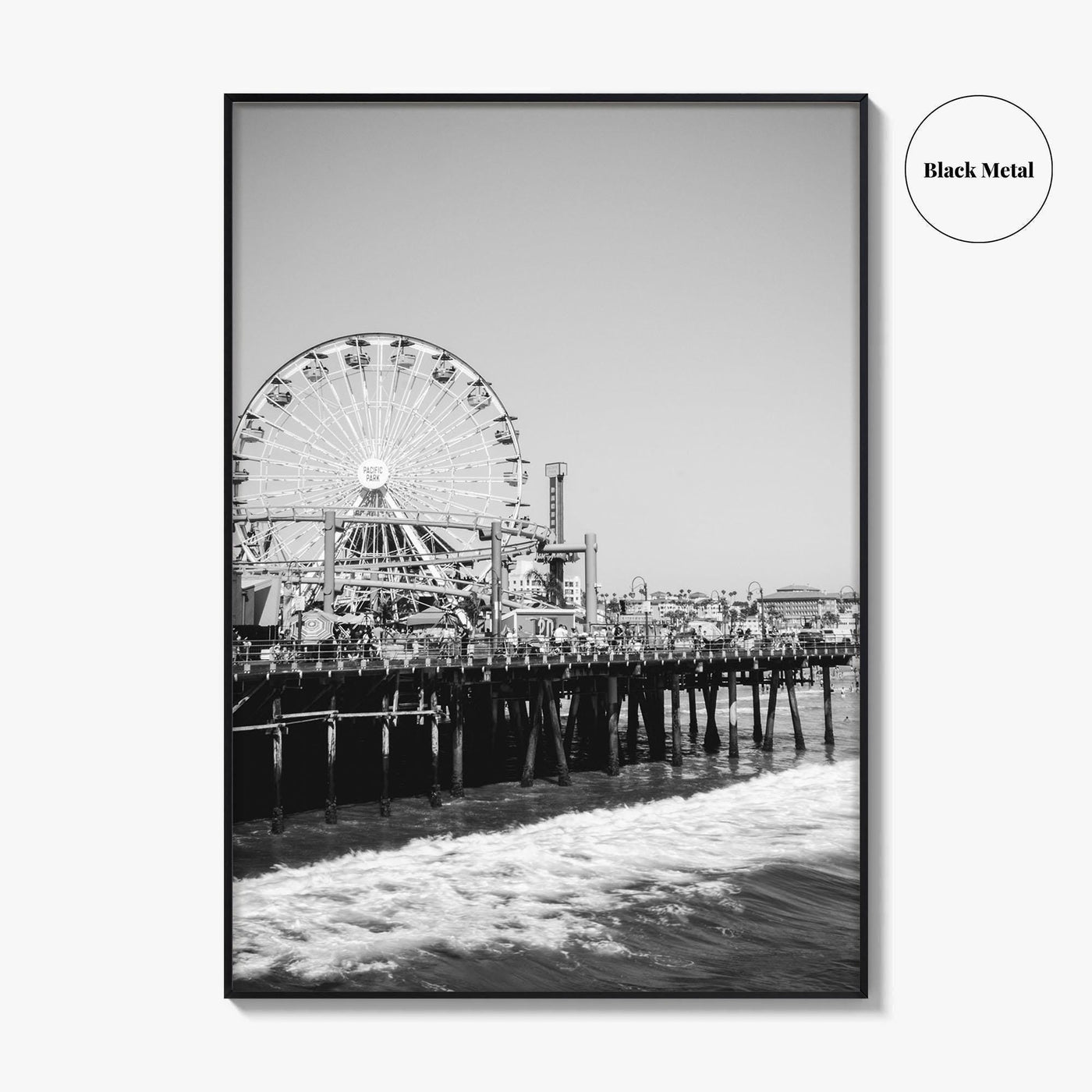 Santa Monica Black and White Fine Art Photo Print, Pier Ferris Wheel Poster