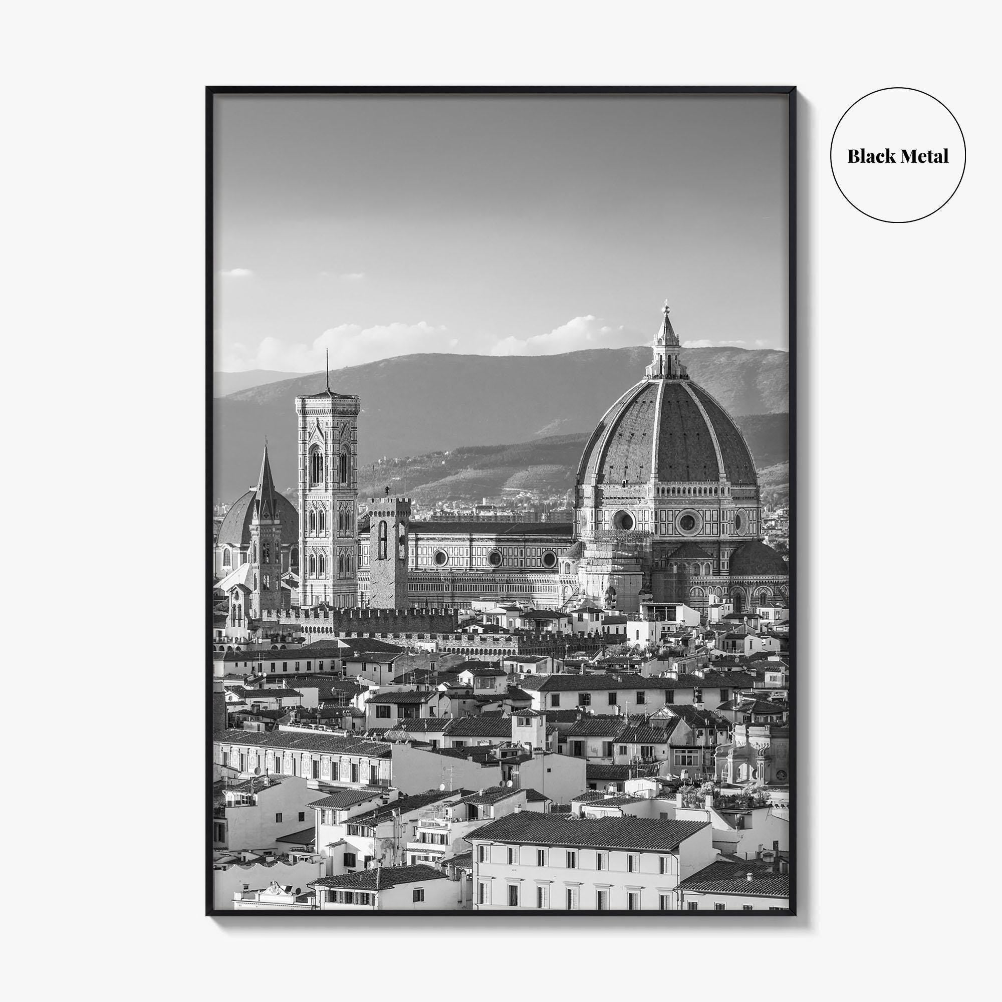 Florence Black and White Fine Art Photo Print, Firenze Duomo, Tuscany Italy Wall Poster