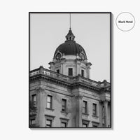 Bloomington Black and White Fine Art Photo Print, Illinois, Wall Decor, McLean County Courthouse