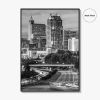 Raleigh Skyline Black and White Fine Art Photo Print, North Carolina Downtown Poster, USA