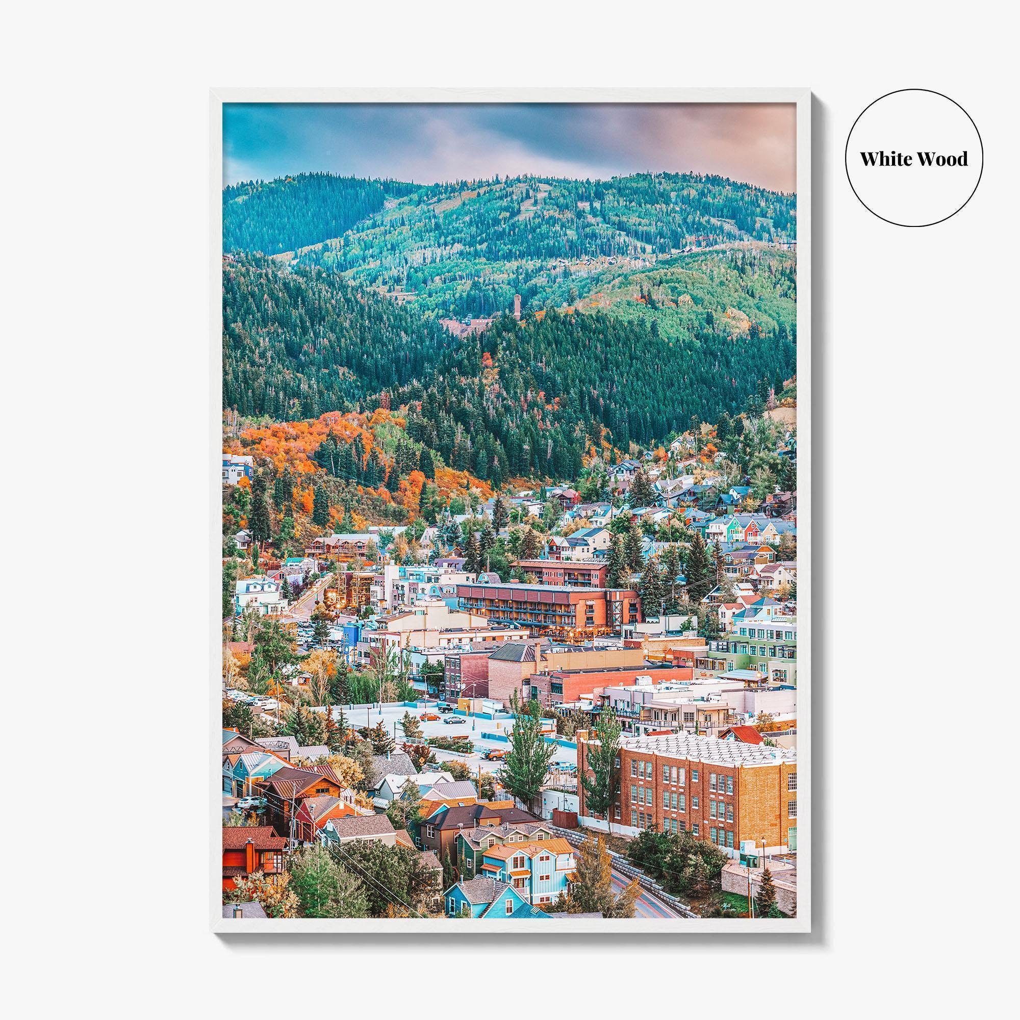 Park City Fine Art Photo Print, Utah USA Downtown Autumn Dusk Wall Decor Poster