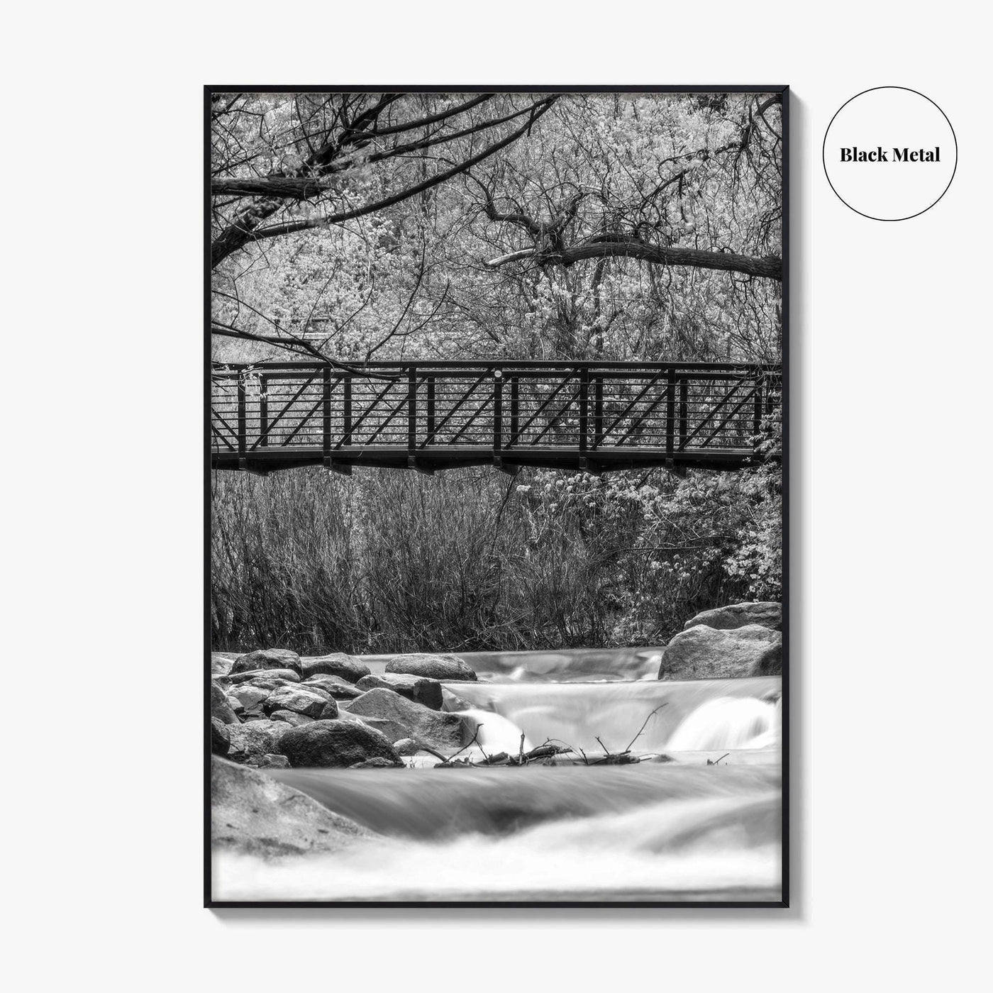 Boulder Creek Black and White Fine Art Photo Print, Colorado USA Poster