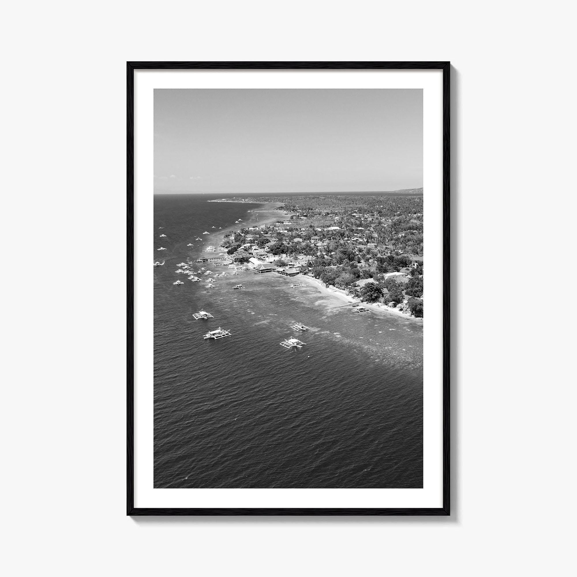 Cebu Island Black and White Fine Art Photo Print, Moalboal Boats Reef Philippines Poster